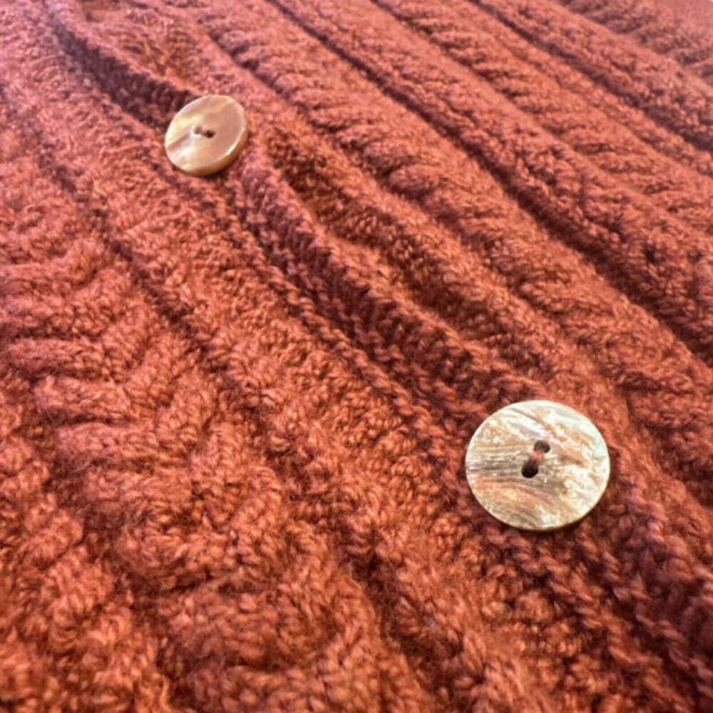 Women's Hand Knit Rust Crochet Sweater Vest‎ Open Front Grannycore Large VINTAGE - Picture 5 of 9